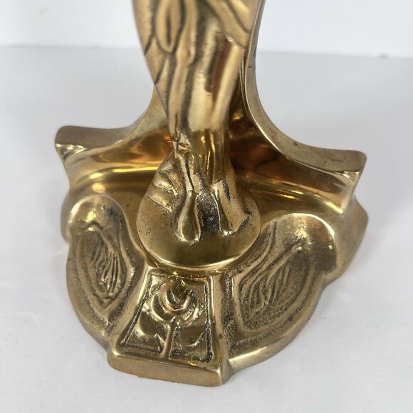 hand held Mirror Stand with Lady Figurine Nouveau cast Brass 11- 7/8" tall - Picture 6 of 15